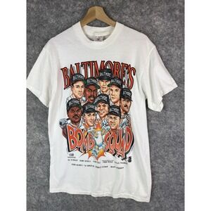 Vintage Baltimore Orioles T-Shirt Mens Medium MLB Bomb Squad 3D Caricature 90s